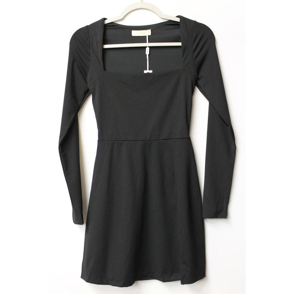 *NEW* QINSEN OPEN SQUARE NECK BODICE DRESS LONG SLEEVE
